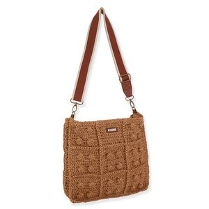 Brown Quilted Shoulder or Crossbody Bag with Textured Design